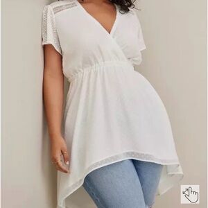 Torrid White Eyelet Wrap Top